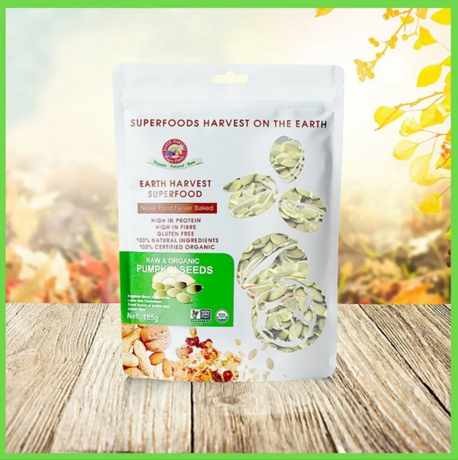 有機生機南瓜籽(無麩質)(Earth Harvest Superfoods) | 185g