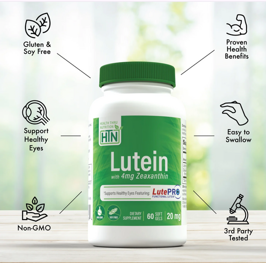 HEALTH THRU NUTRITION - Lutein 20mg with Zeaxanthin 4mg as LutePro®  60 softgels