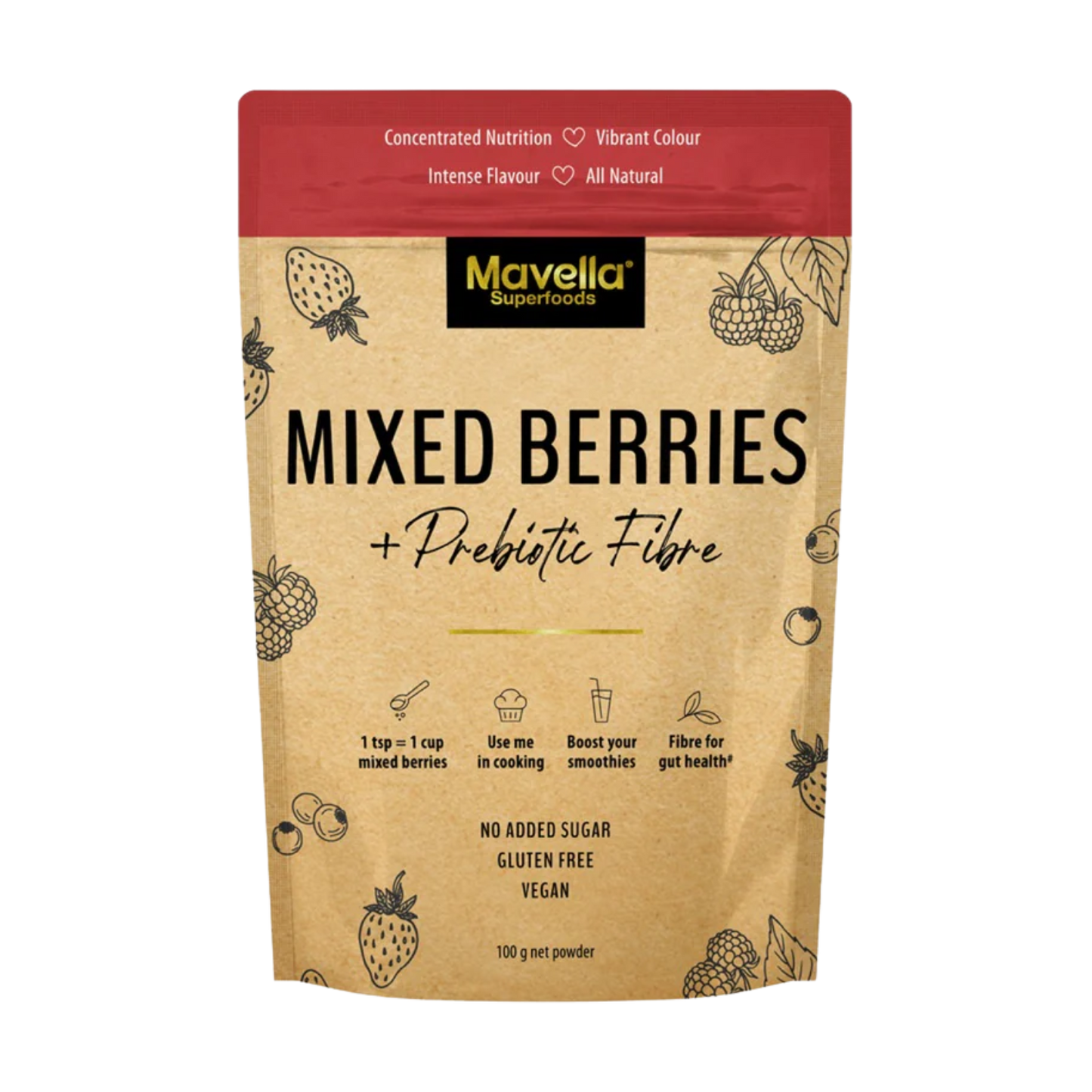 Mavella Superfoods 混合莓果加益生元纖維粉 | 100克
