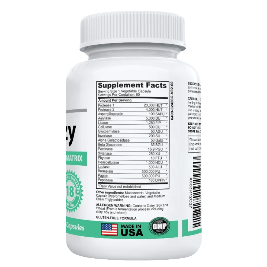 [Preorder-預訂 ：早鳥優惠] （約9月下旬到貨）：DigestEzy Digestive Enzymes - 消化酶複合物 | 60 粒純素膠囊