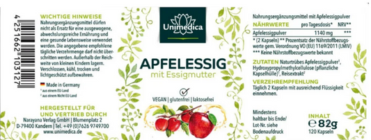 Unimedica 蘋果醋膠囊 | 120粒(預貨到1月中，物流或有延誤)