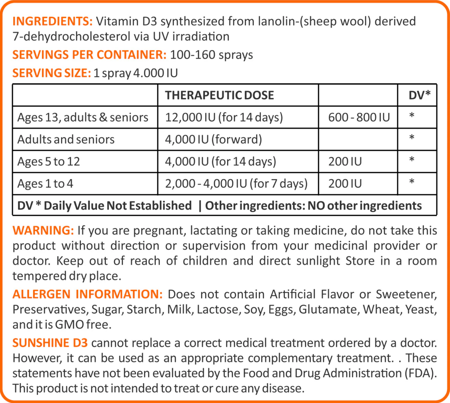 FOR LONG LIFE SUNSHINE D3 高吸收度維生素D3口腔噴霧(4000IU) | 50ml