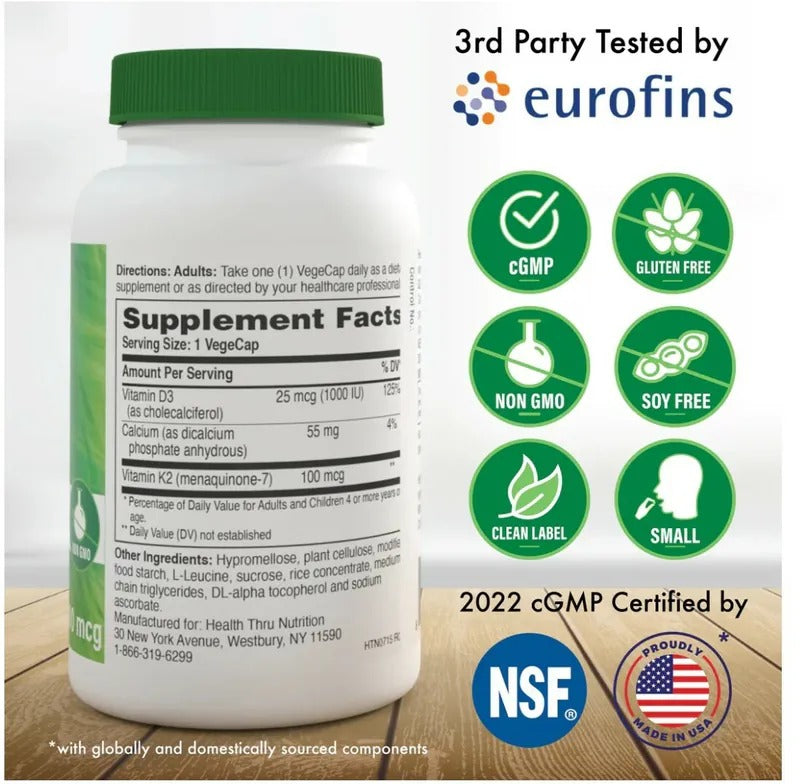 Health Thru Nutrition Vitamin K2 + D3 | 60粒素食膠囊