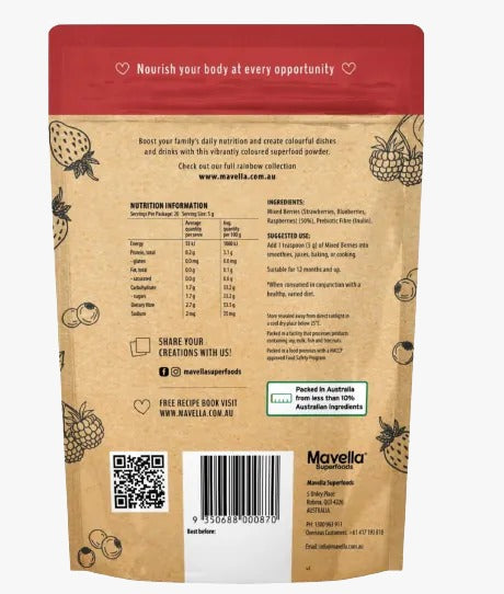 Mavella Superfoods 混合莓果加益生元纖維粉 100g