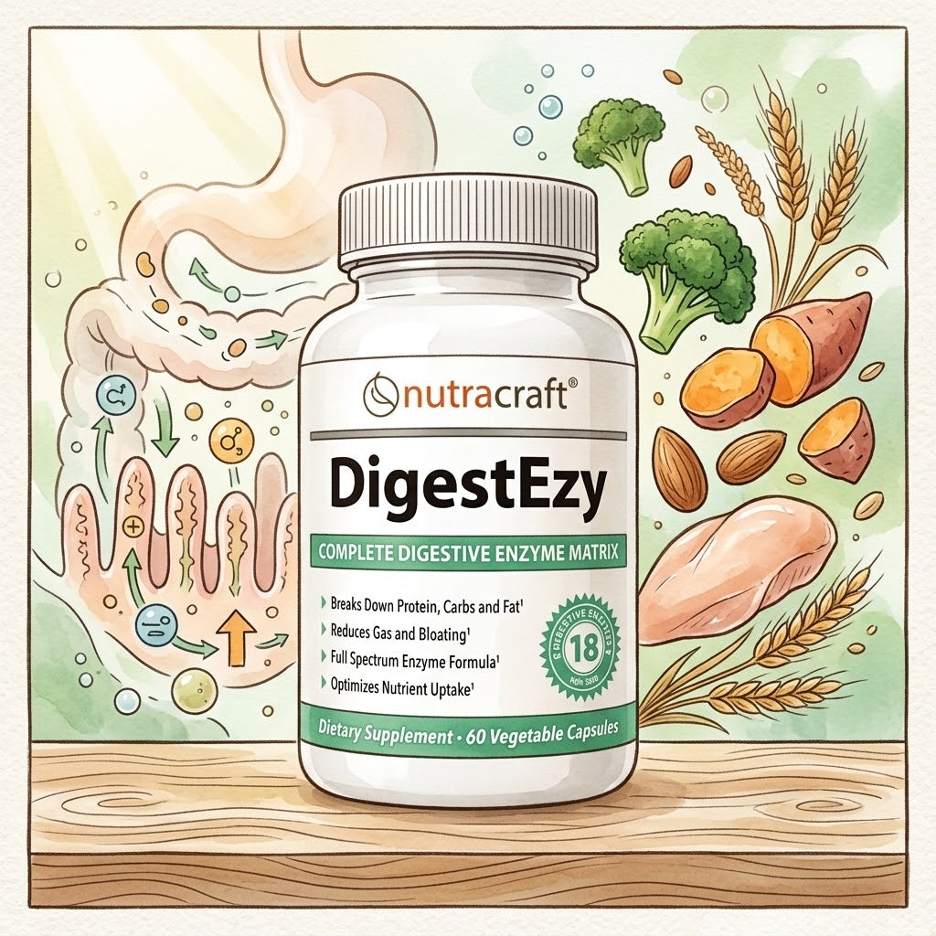 [Preorder-預訂 ：早鳥優惠] （約9月下旬到貨）：DigestEzy Digestive Enzymes - 消化酶複合物 | 60 粒純素膠囊